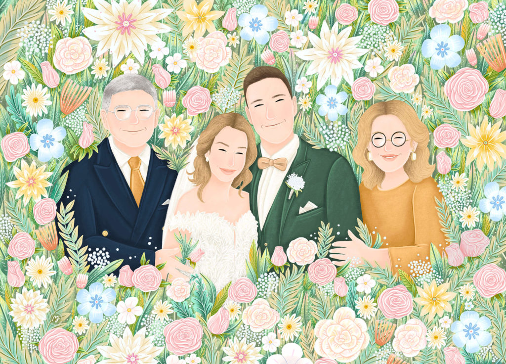 portret ślubny portret prezent dla rodziców z okazji ślubu ilustracja slubna