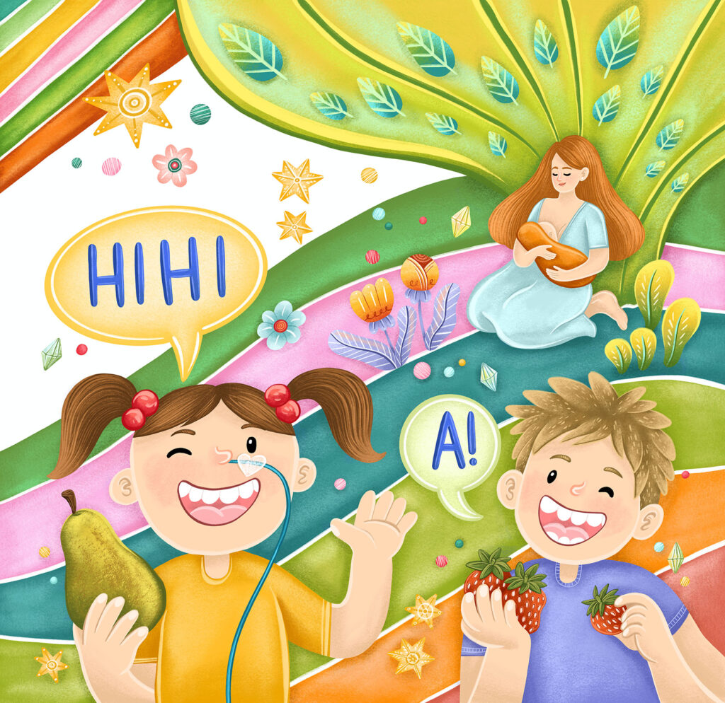 ilustracja gabinet logopedyczny naklejka
