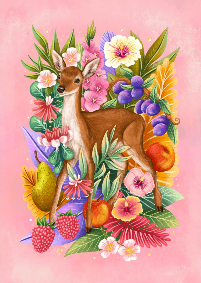 portret zwierzaka sarna ilustracja