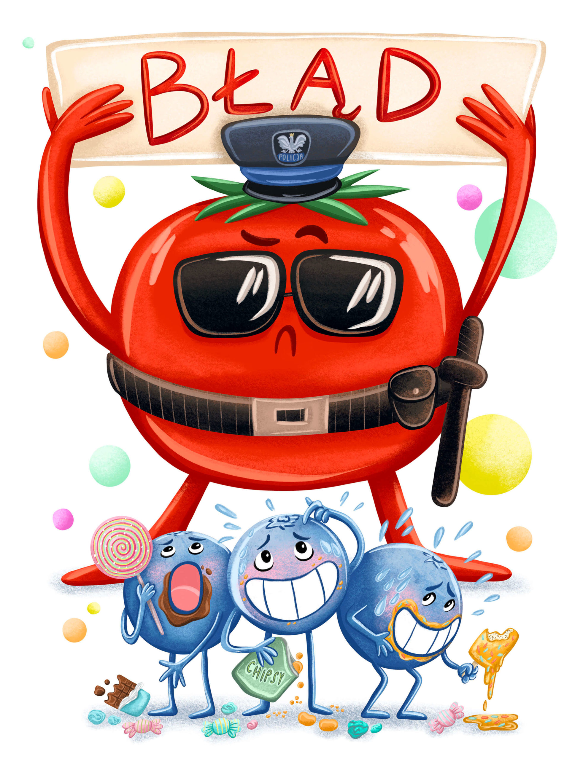 ilustracja dla dzieci ilustracja do aplikacji mobilnej ilustracja kulinarna zabawne warzywa i owoce ilustratorka