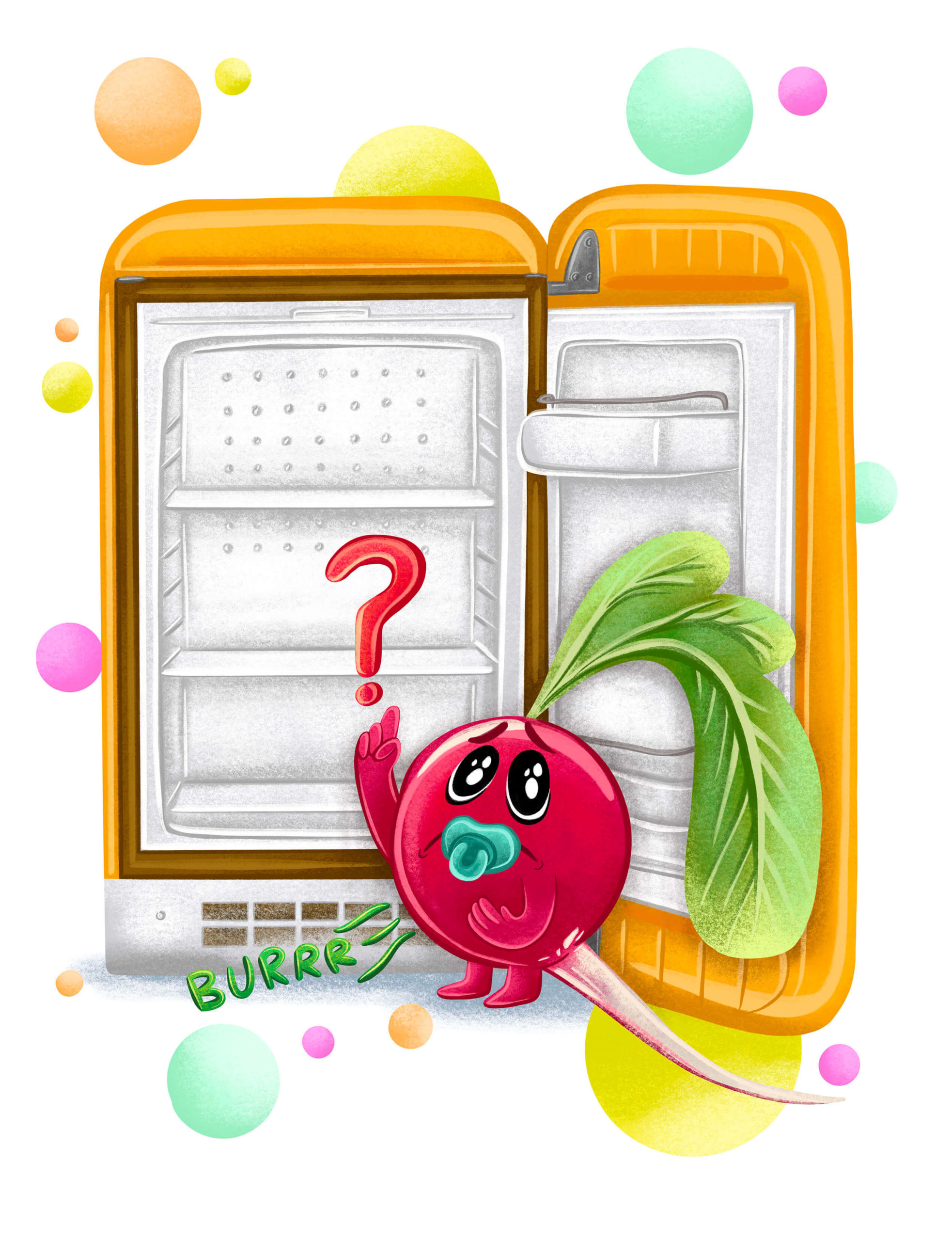 ilustracja dla dzieci ilustracja do aplikacji mobilnej ilustracja kulinarna zabawne warzywa i owoce ilustratorka